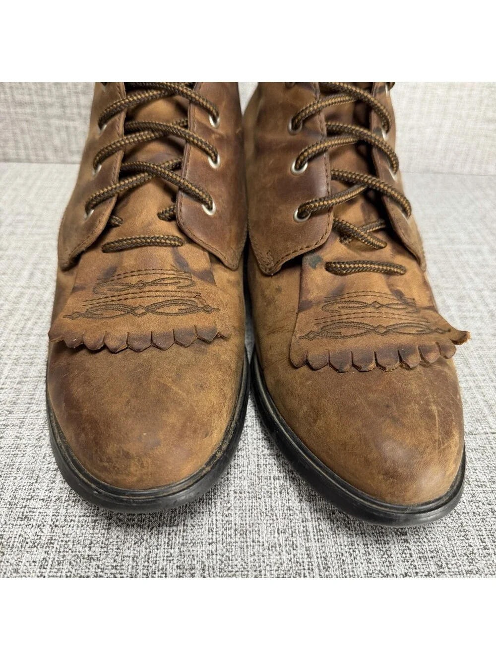 Ariat Boots Womens 9.5 B M Heritage Lacer Kiltie Brown Leather Lace-Up Western